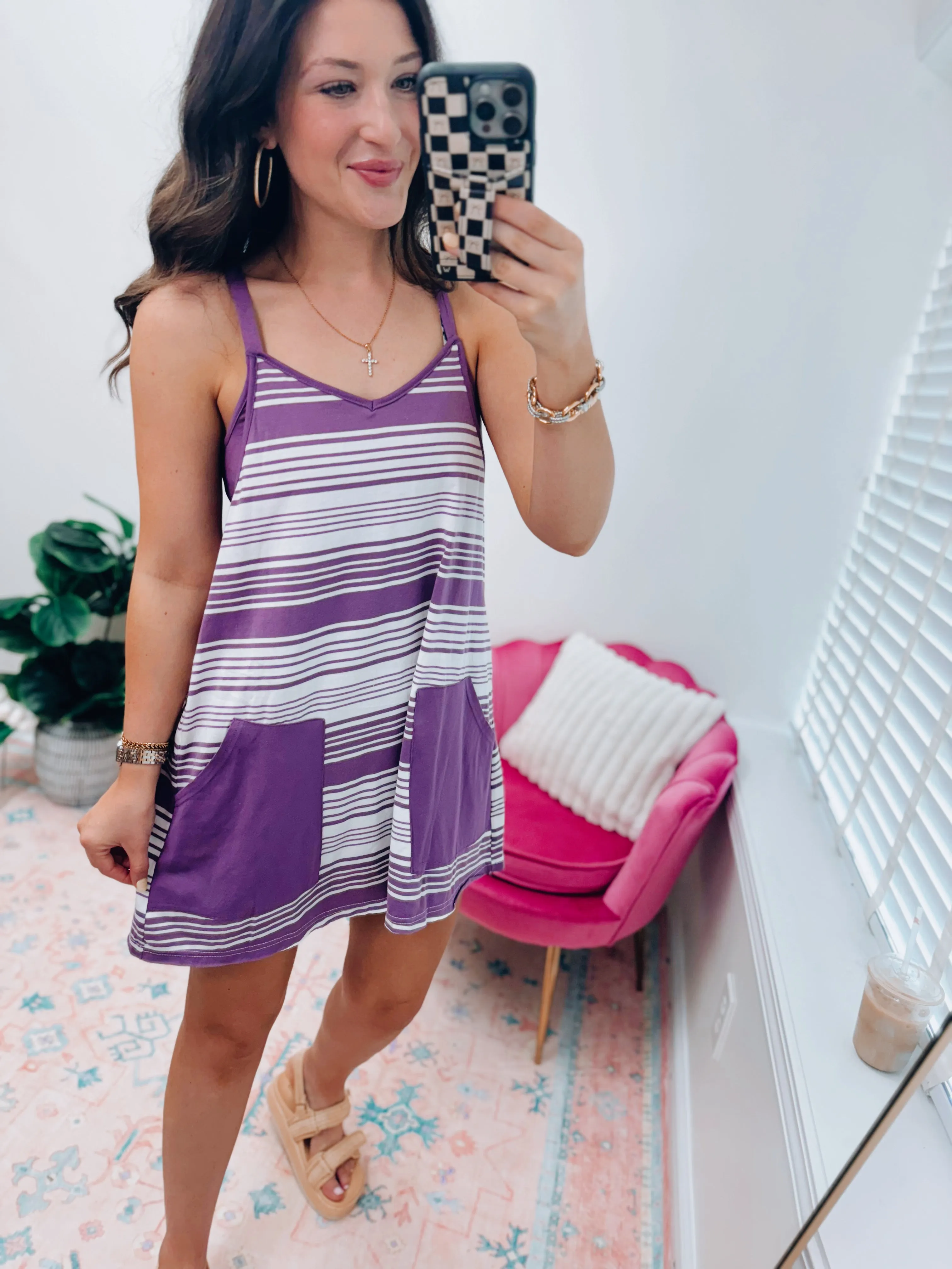 Comfy Striped Knit Tennis Dress
