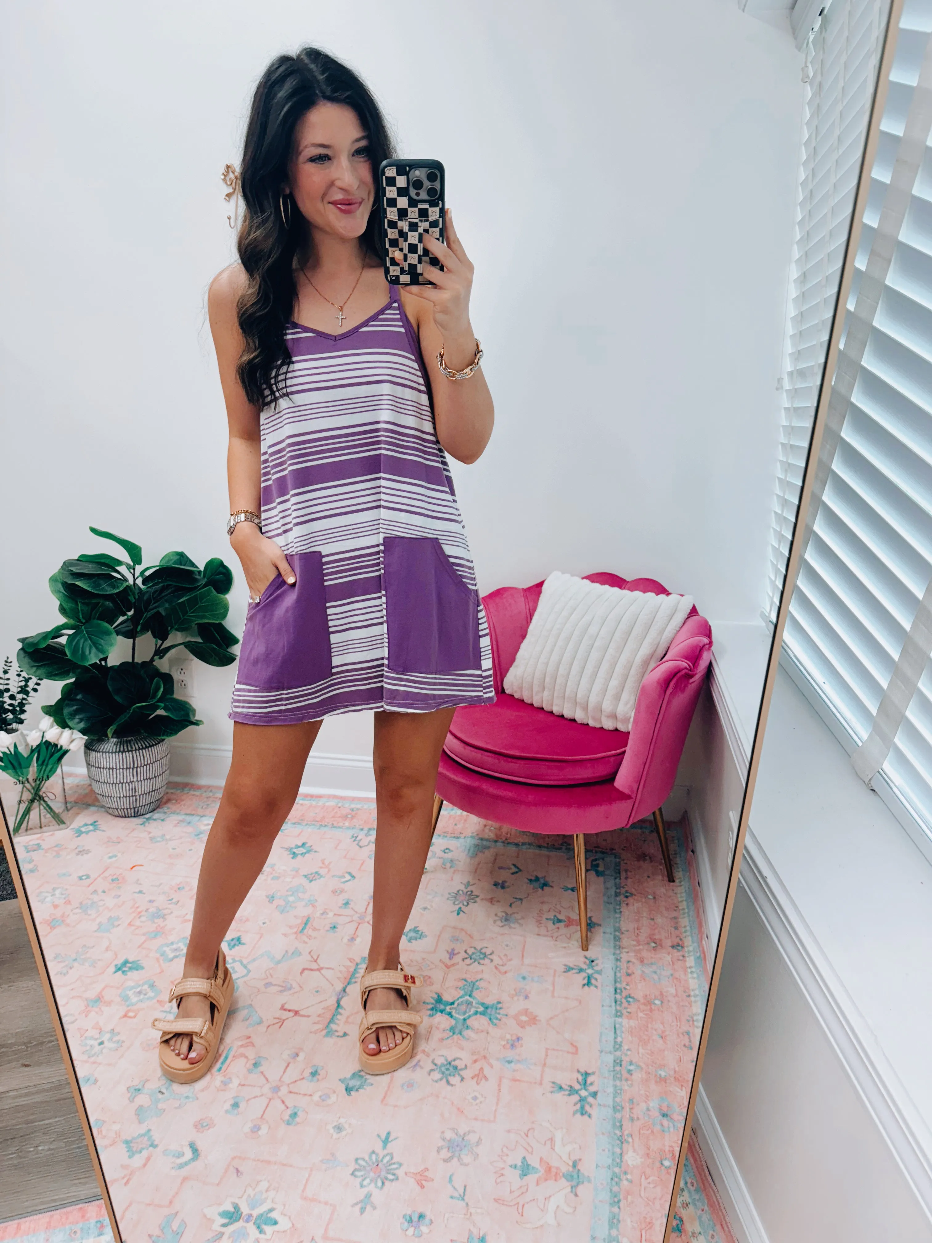 Comfy Striped Knit Tennis Dress