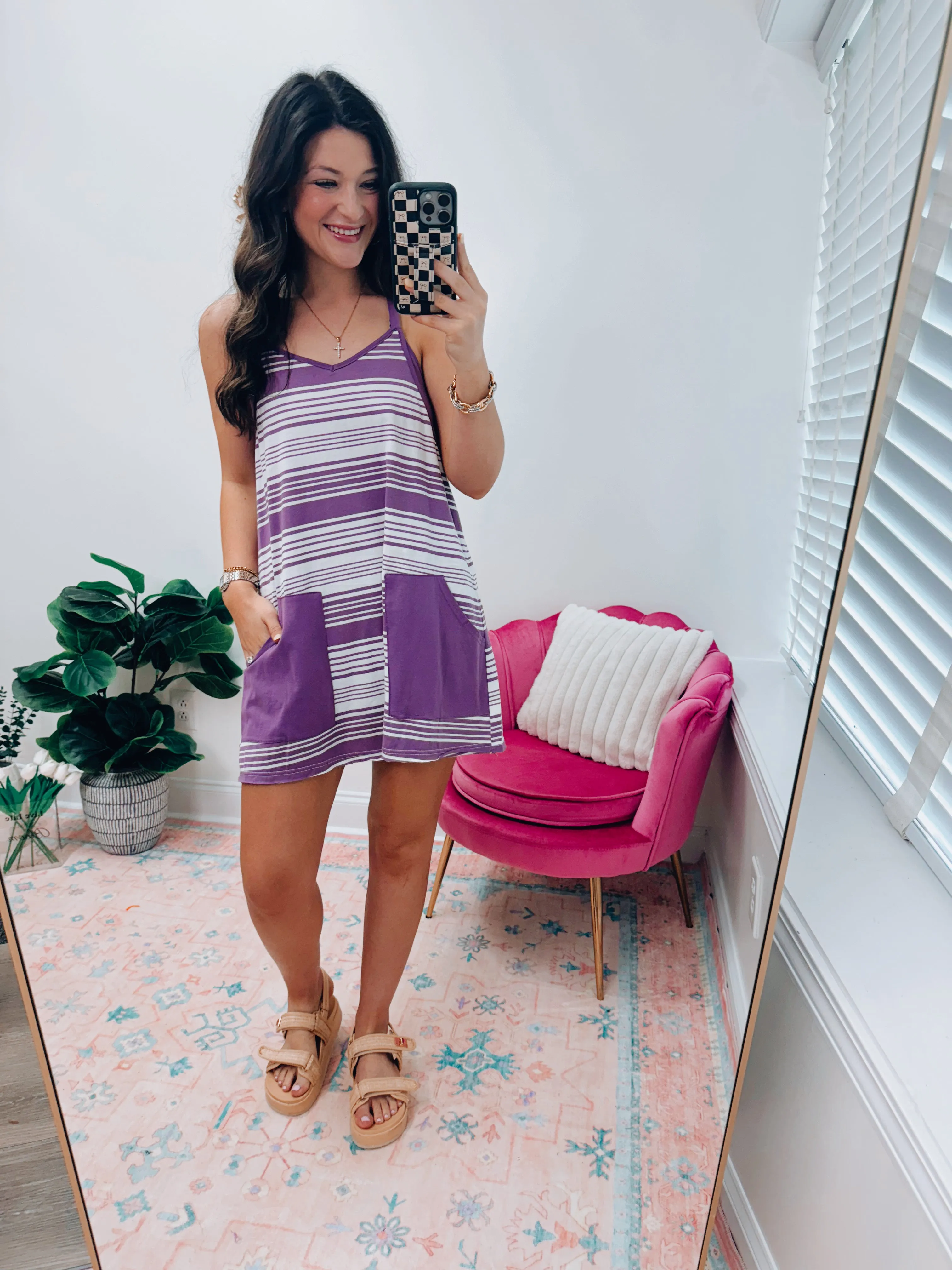 Comfy Striped Knit Tennis Dress