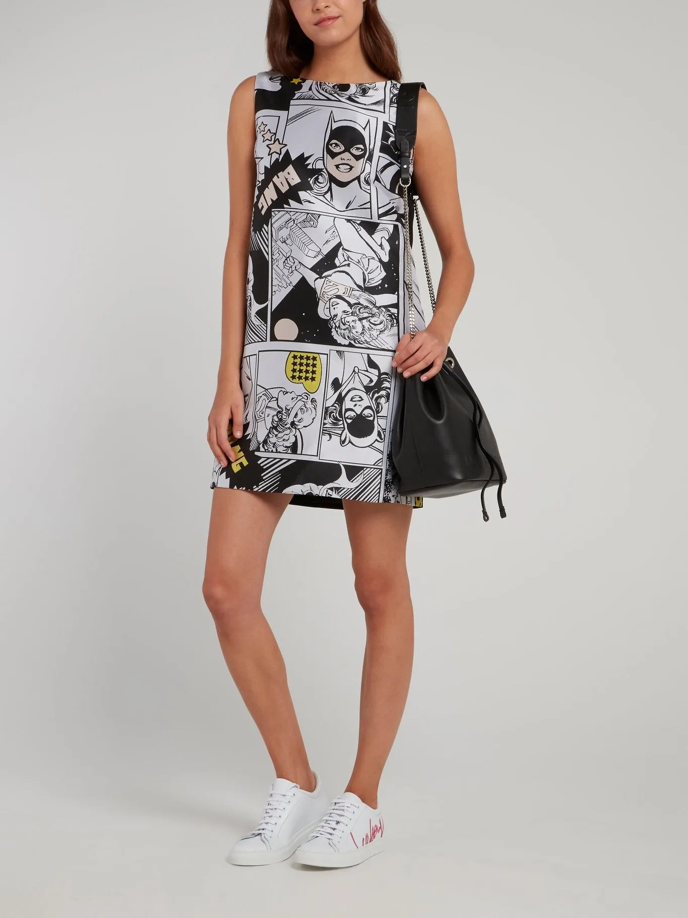 Comic Print Sleeveless Shift Dress