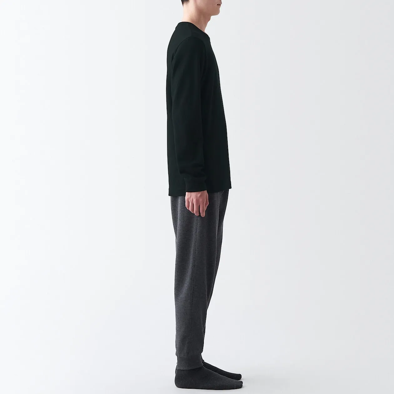 Cotton and Wool Crew Neck Long Sleeve T-shirt