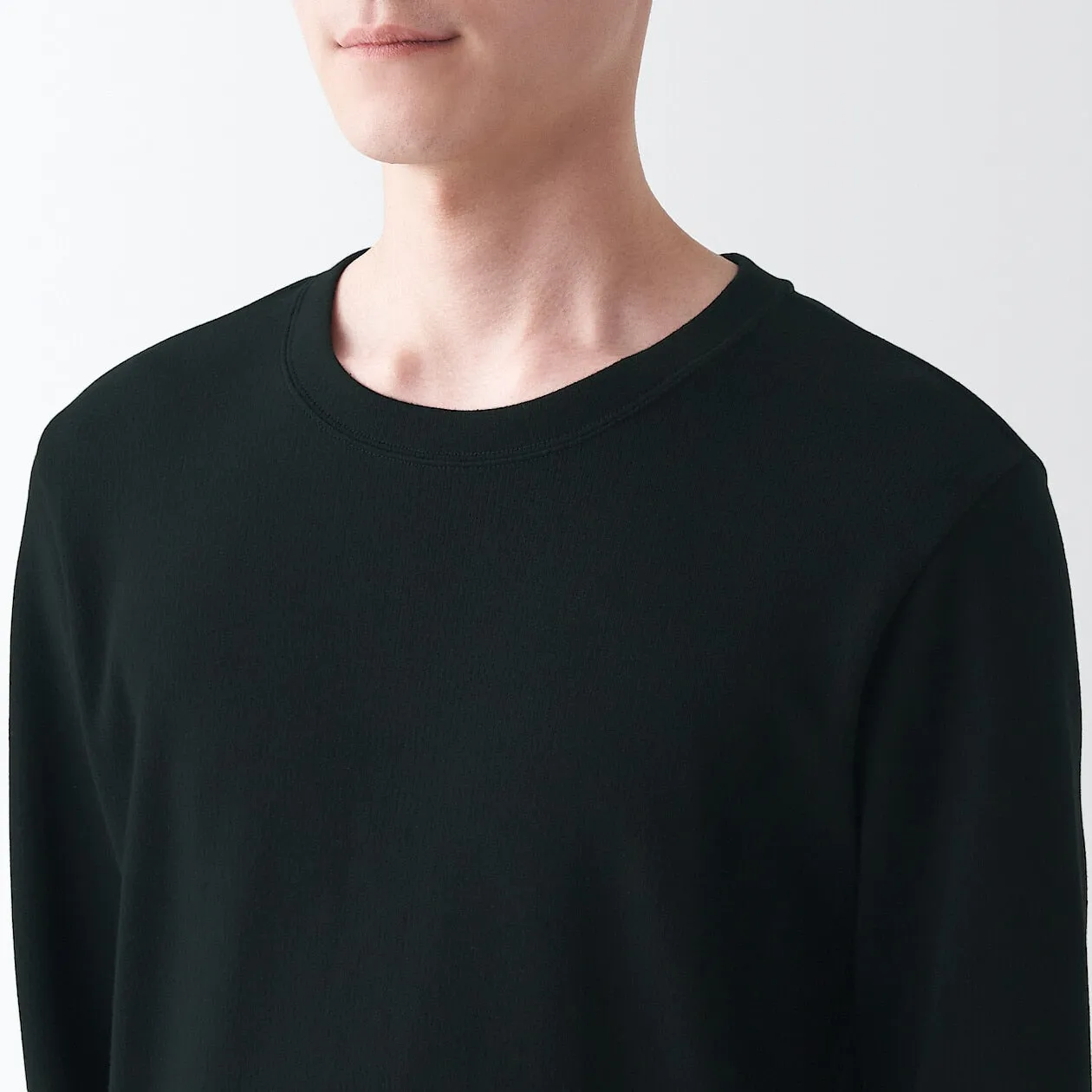 Cotton and Wool Crew Neck Long Sleeve T-shirt
