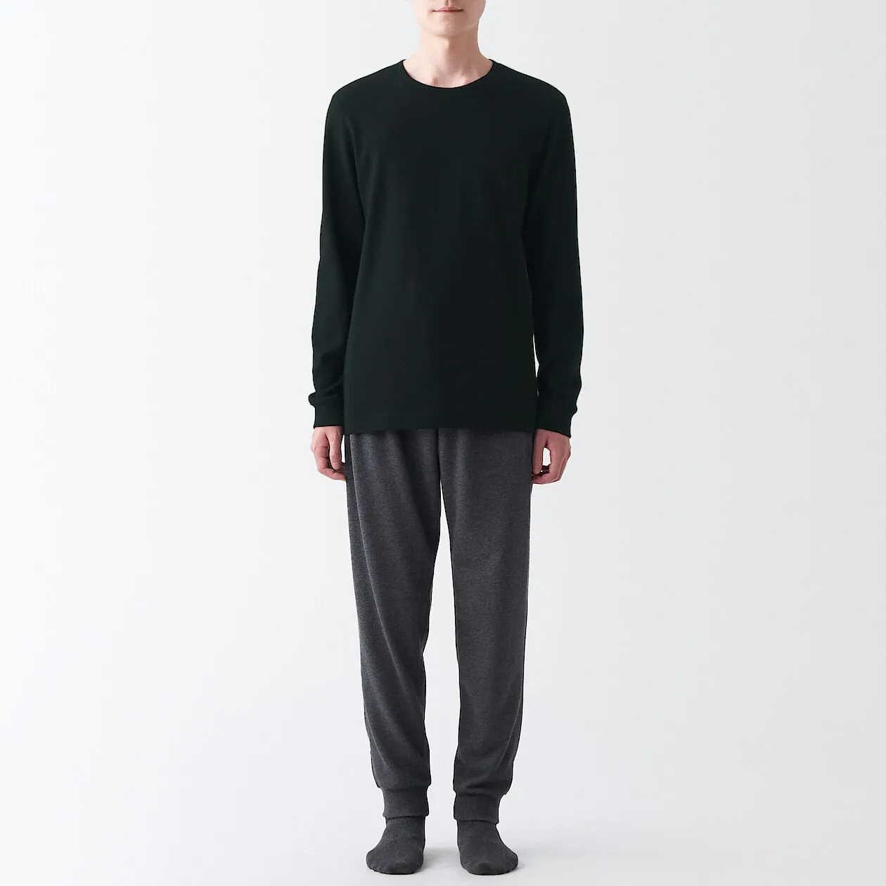 Cotton and Wool Crew Neck Long Sleeve T-shirt