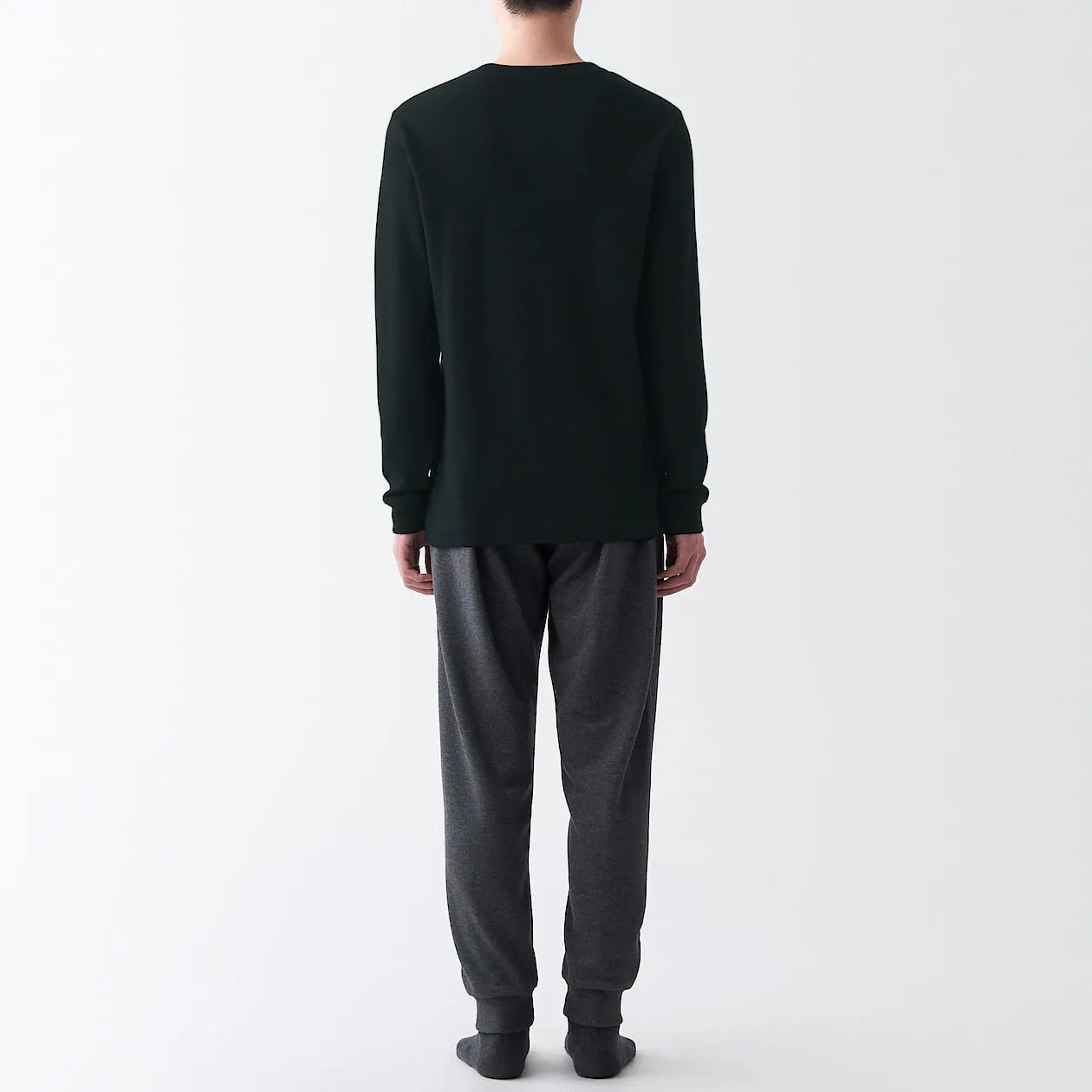 Cotton and Wool Crew Neck Long Sleeve T-shirt