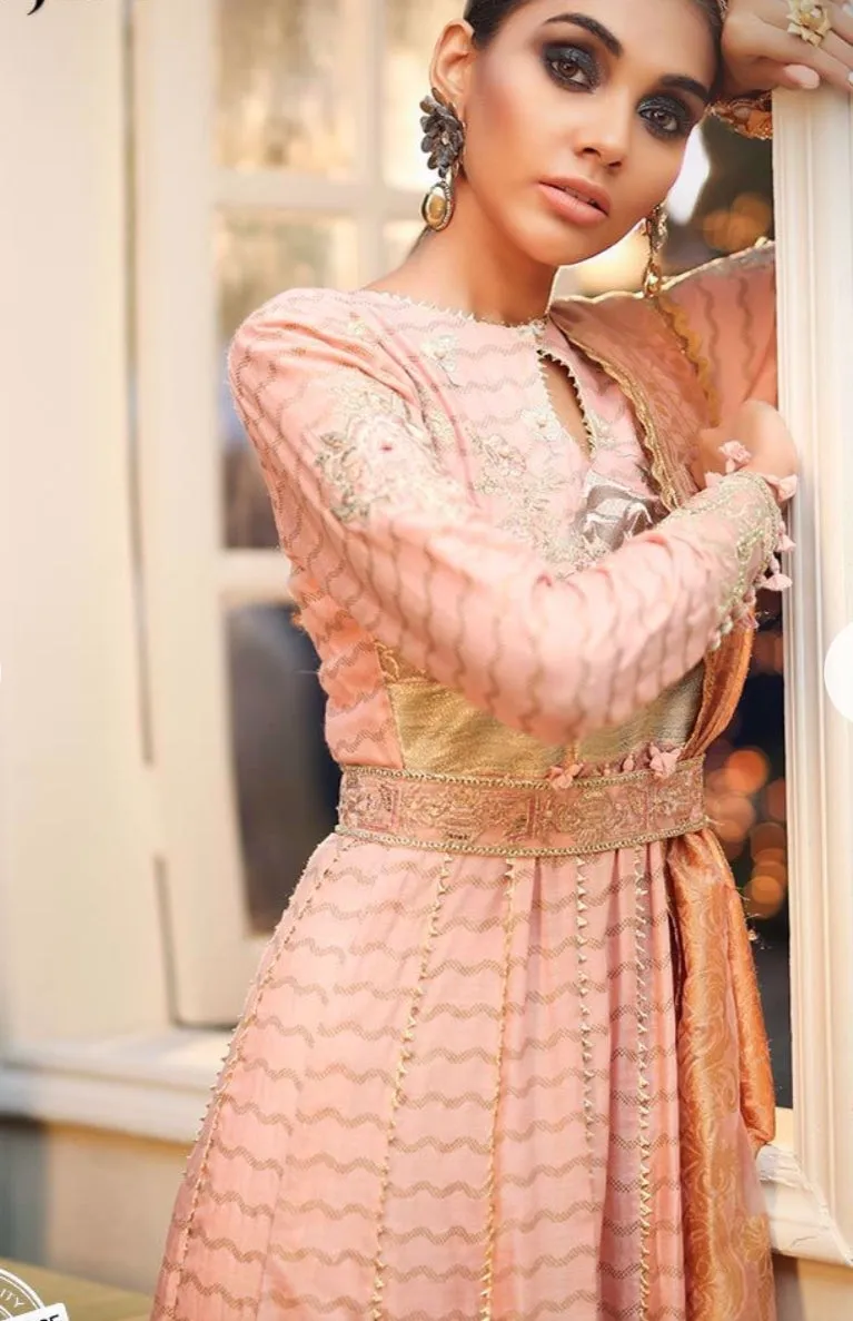 Cotton net gown Pakistani style for women # P2647