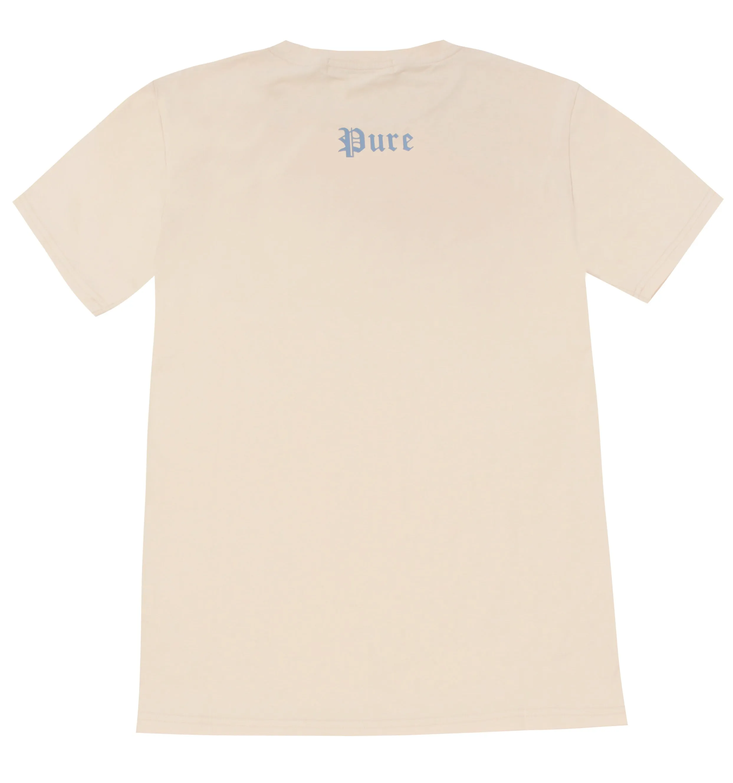 Cream Pure Tee With Blue Block Logo