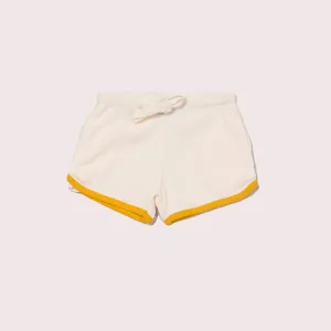 Cream Ribbed Run Around Shorts