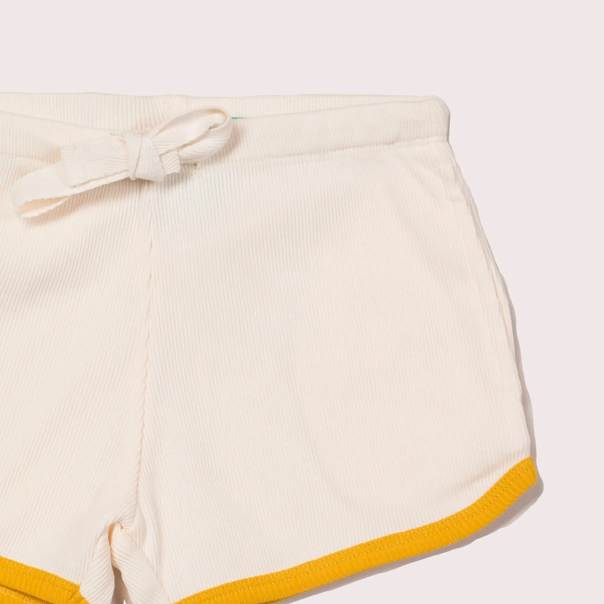 Cream Ribbed Run Around Shorts