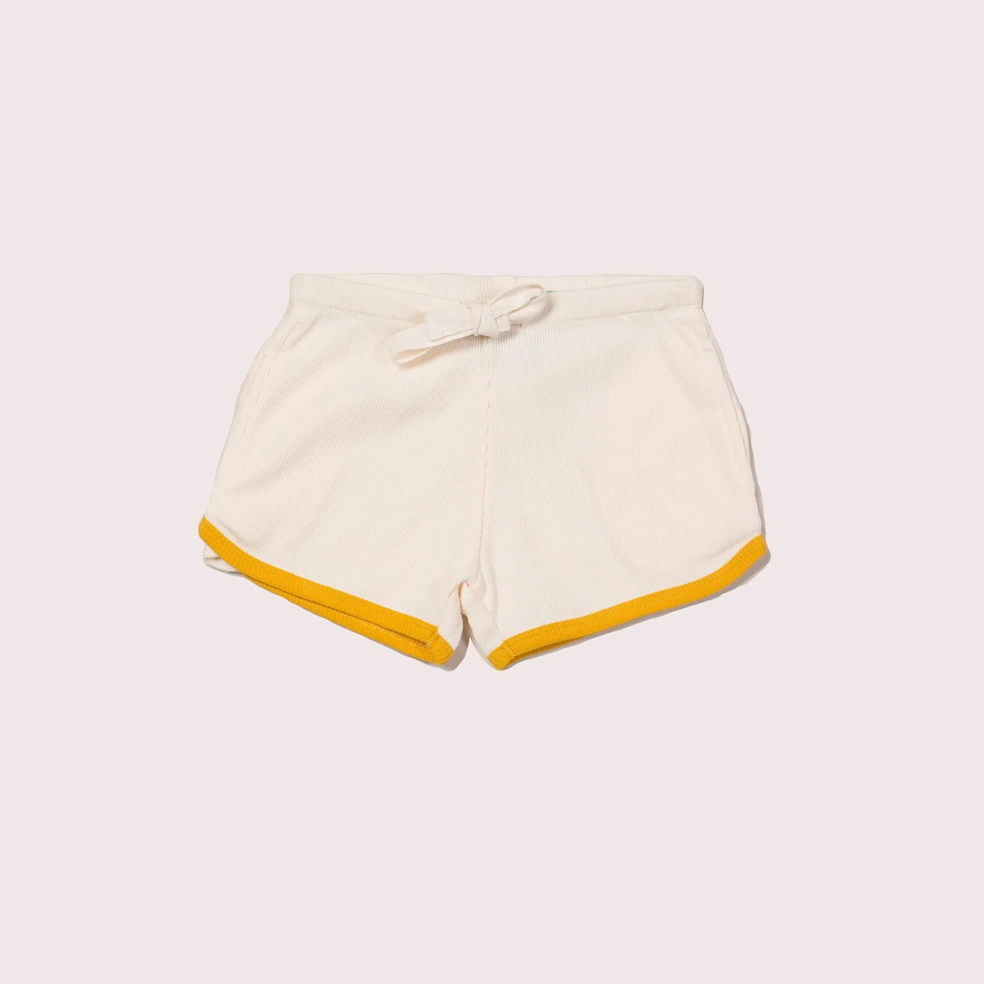 Cream Ribbed Run Around Shorts