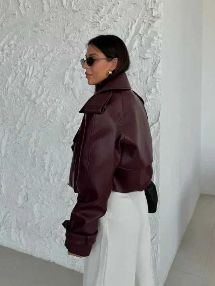 Cropped Oversized Leather Jacket | Bold & Edgy | Perfect for Layering