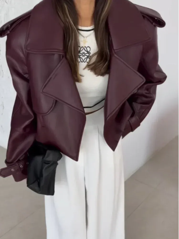 Cropped Oversized Leather Jacket | Bold & Edgy | Perfect for Layering