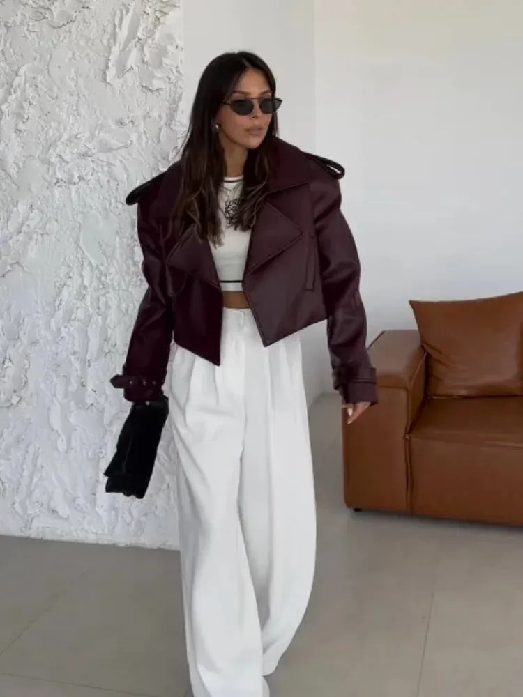 Cropped Oversized Leather Jacket | Bold & Edgy | Perfect for Layering