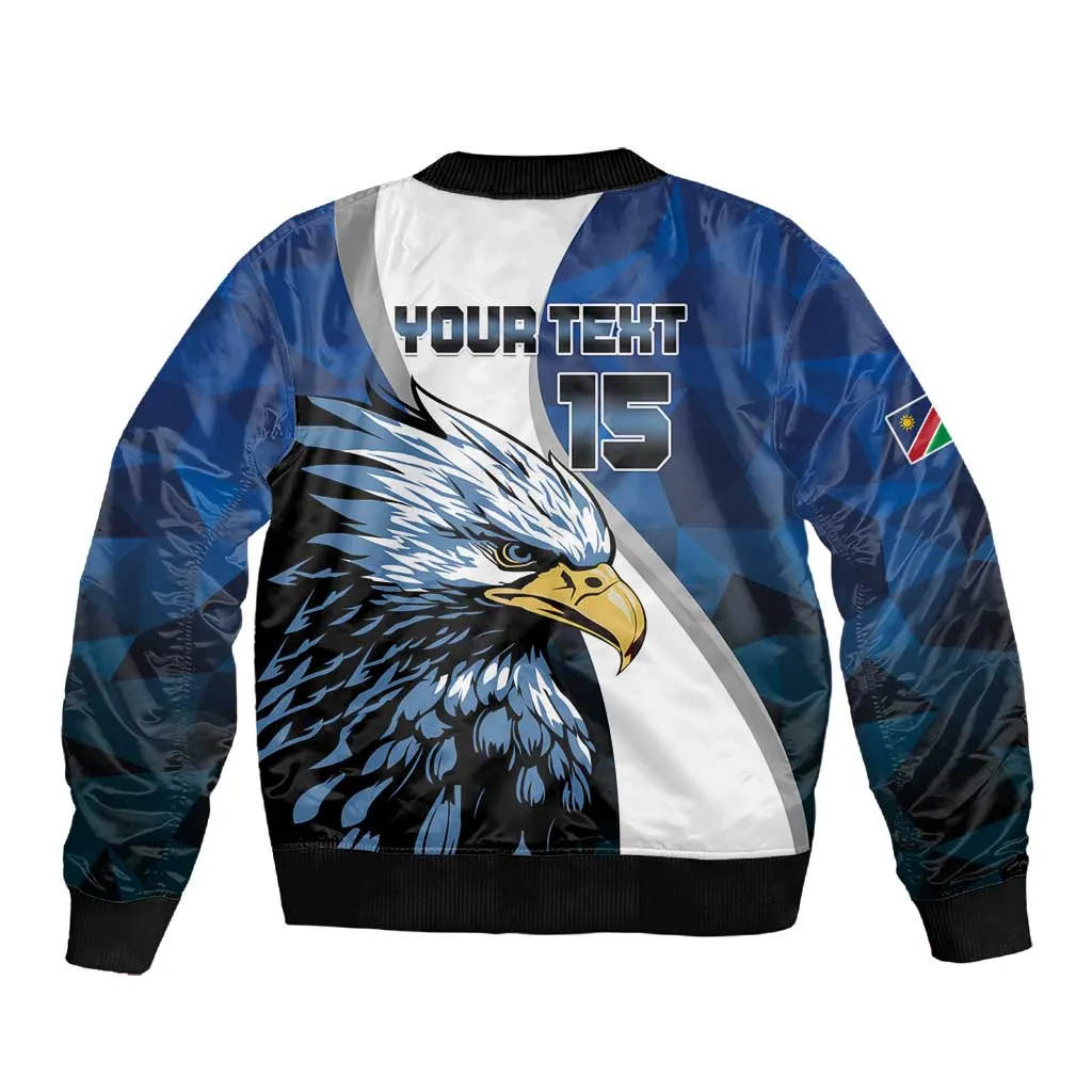 Custom Afro Namibia Cricket Sleeve Zip Bomber Jacket Go Eagles LT15