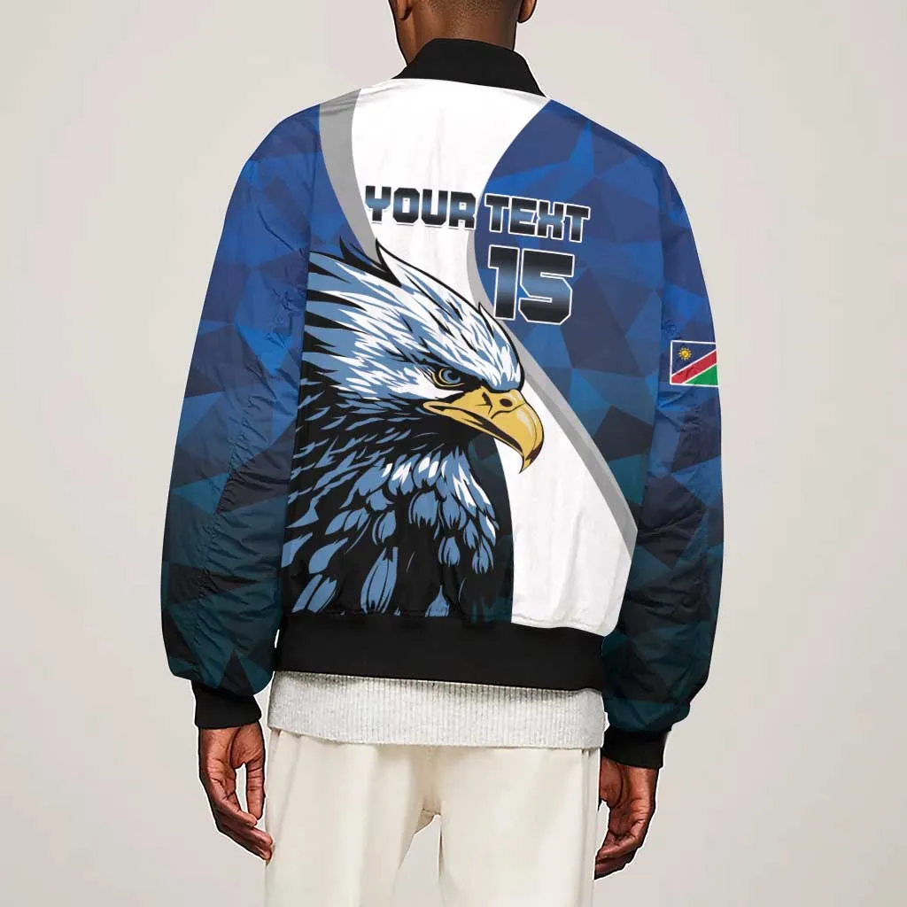 Custom Afro Namibia Cricket Sleeve Zip Bomber Jacket Go Eagles LT15