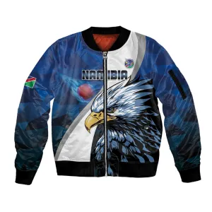 Custom Afro Namibia Cricket Sleeve Zip Bomber Jacket Go Eagles LT15