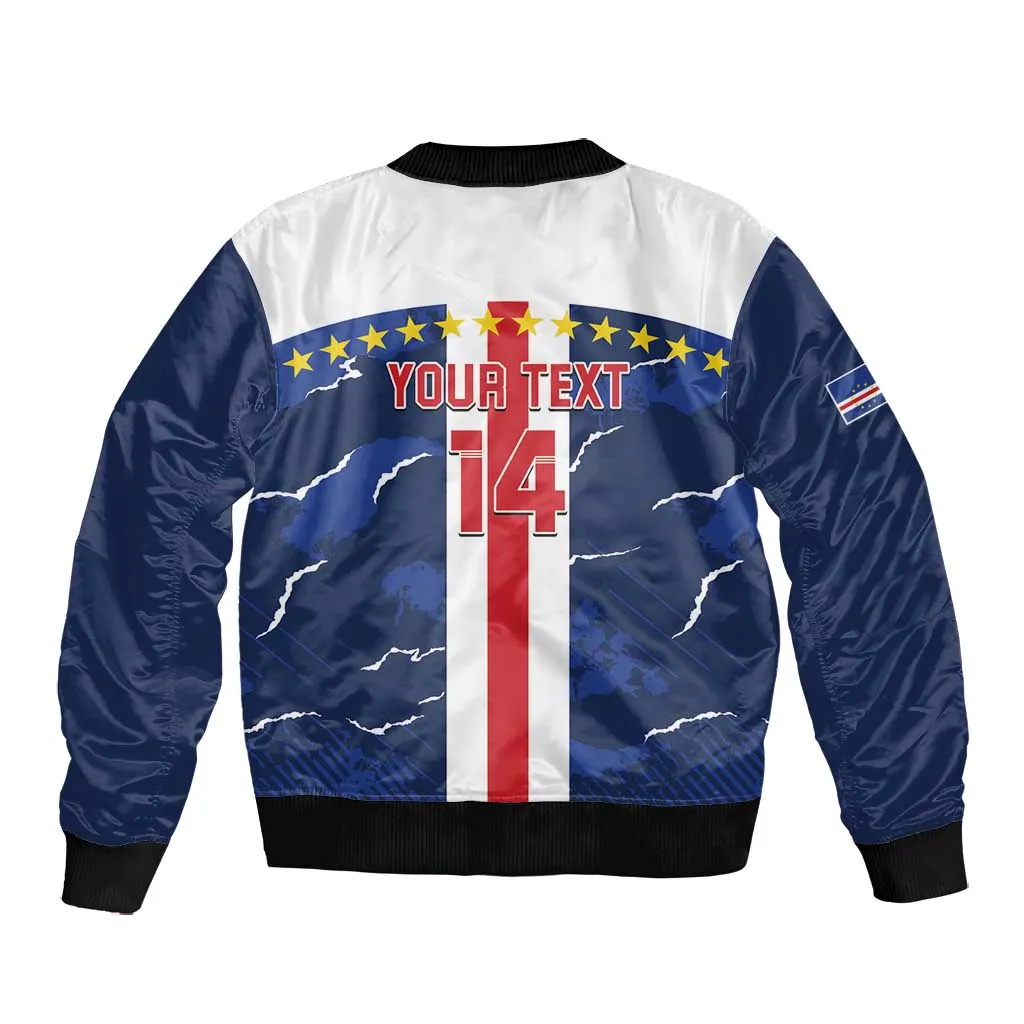 Custom Cape Verde Football Bomber Jacket Blue Sharks Sporty LT14