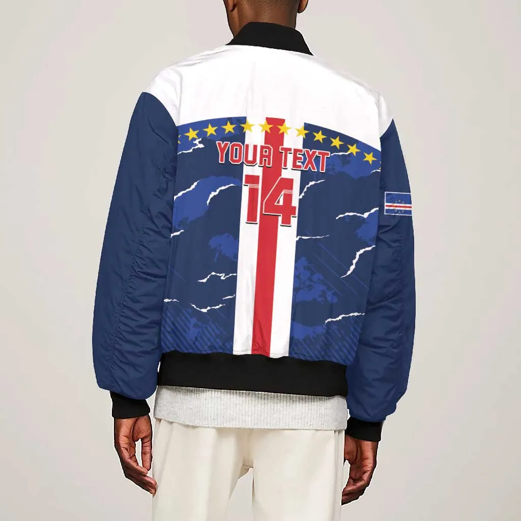 Custom Cape Verde Football Bomber Jacket Blue Sharks Sporty LT14