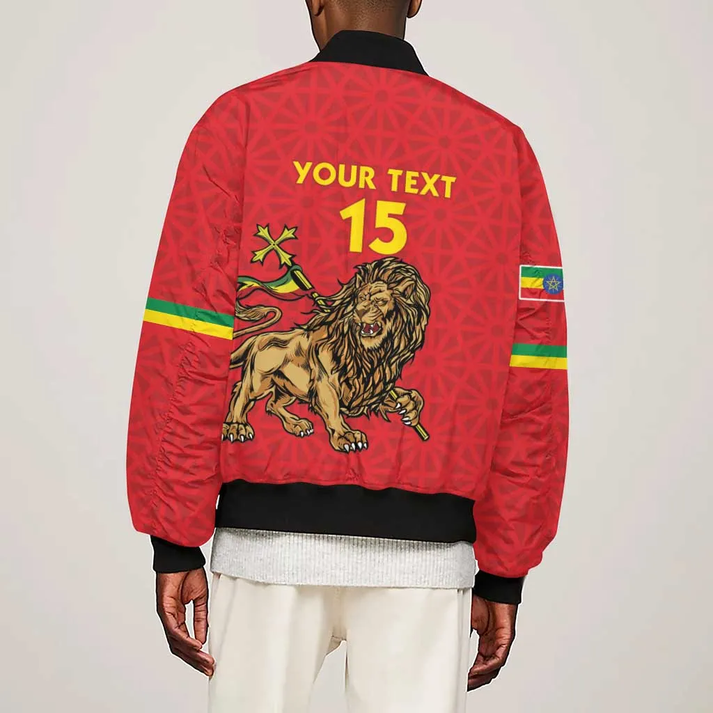 Custom Ethiopia Football Sleeve Zip Bomber Jacket Go Champions LT15