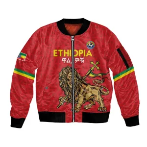 Custom Ethiopia Football Sleeve Zip Bomber Jacket Go Champions LT15