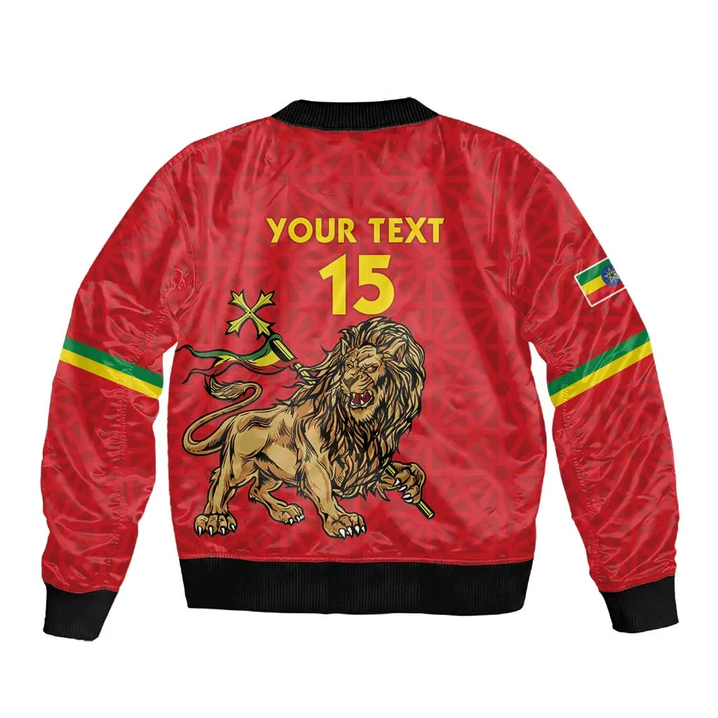 Custom Ethiopia Football Sleeve Zip Bomber Jacket Go Champions LT15