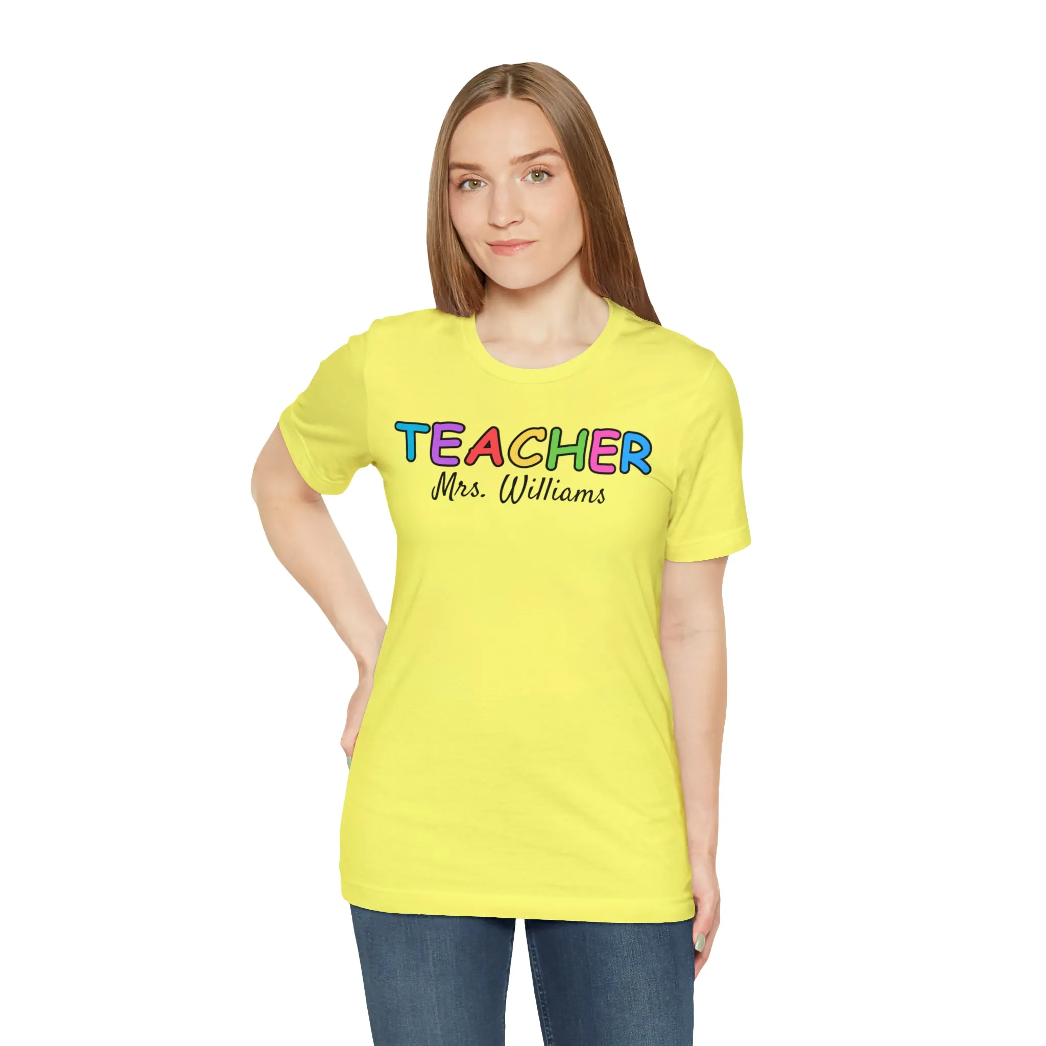 CUSTOM Teacher Personalized T-Shirt | Teacher's Name Tee |  Bella Canvas 3001 Unisex | First Day of School Short Sleeve Tshirt