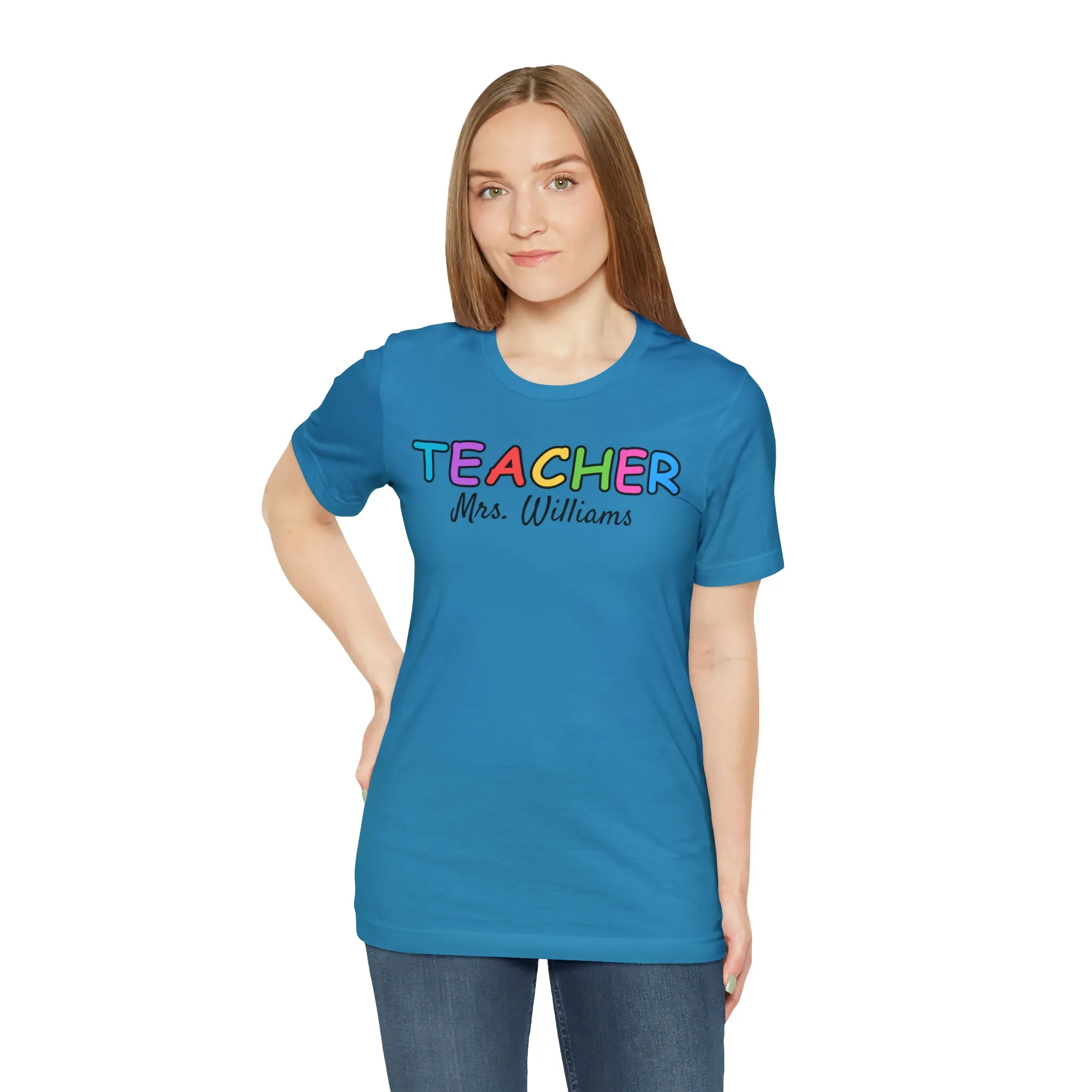 CUSTOM Teacher Personalized T-Shirt | Teacher's Name Tee |  Bella Canvas 3001 Unisex | First Day of School Short Sleeve Tshirt