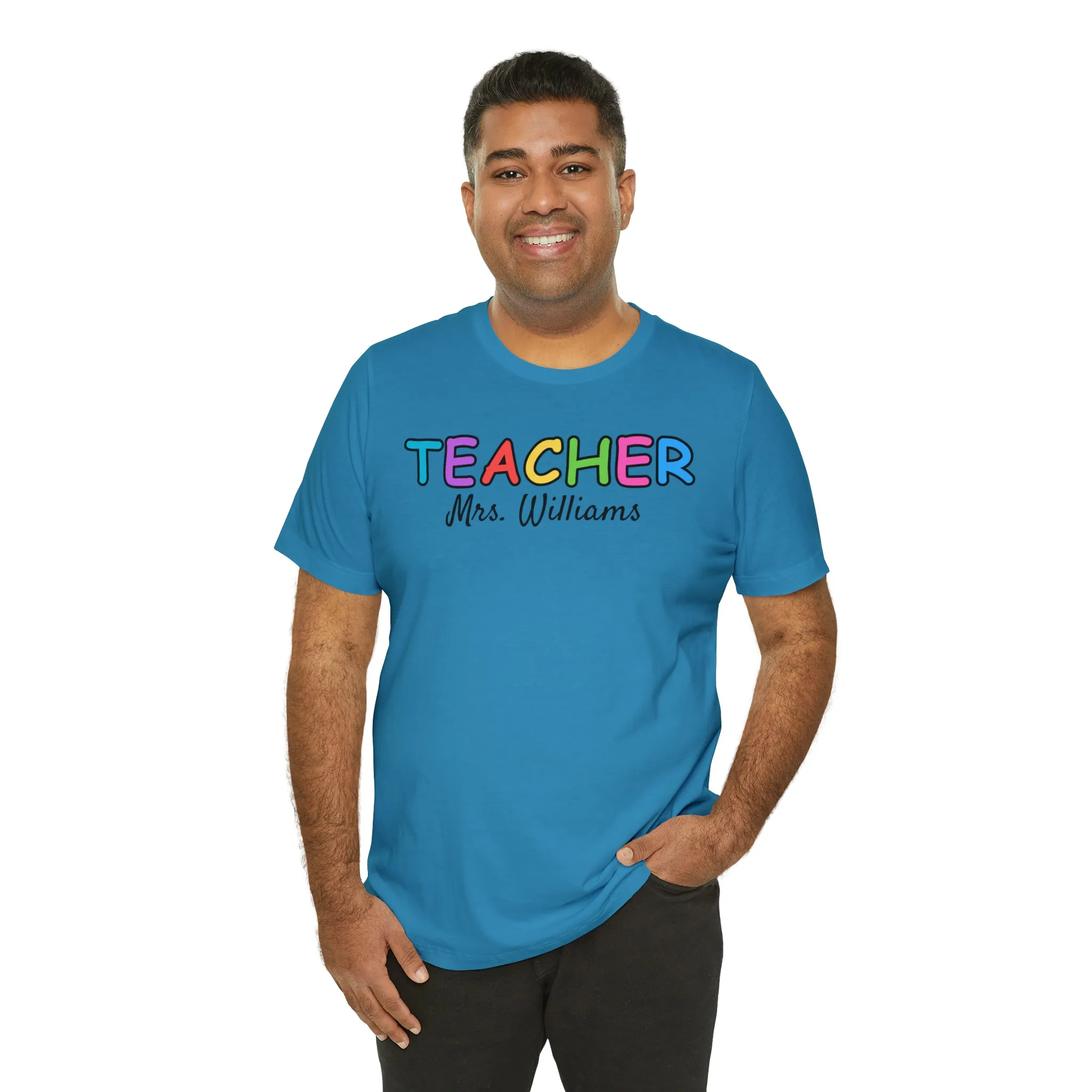 CUSTOM Teacher Personalized T-Shirt | Teacher's Name Tee |  Bella Canvas 3001 Unisex | First Day of School Short Sleeve Tshirt
