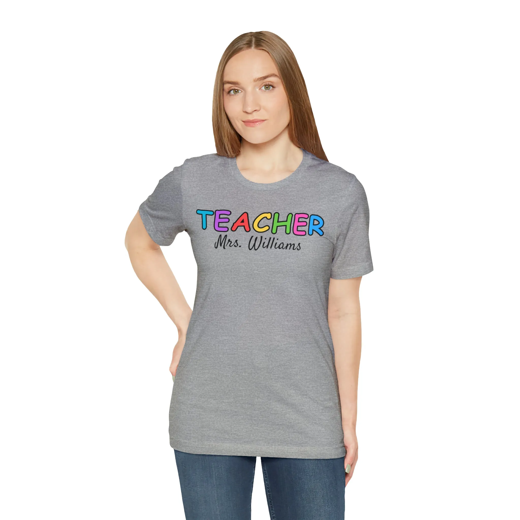 CUSTOM Teacher Personalized T-Shirt | Teacher's Name Tee |  Bella Canvas 3001 Unisex | First Day of School Short Sleeve Tshirt