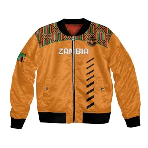 Custom Zambia Football Bomber Jacket Copper Queens Kente Pattern LT14