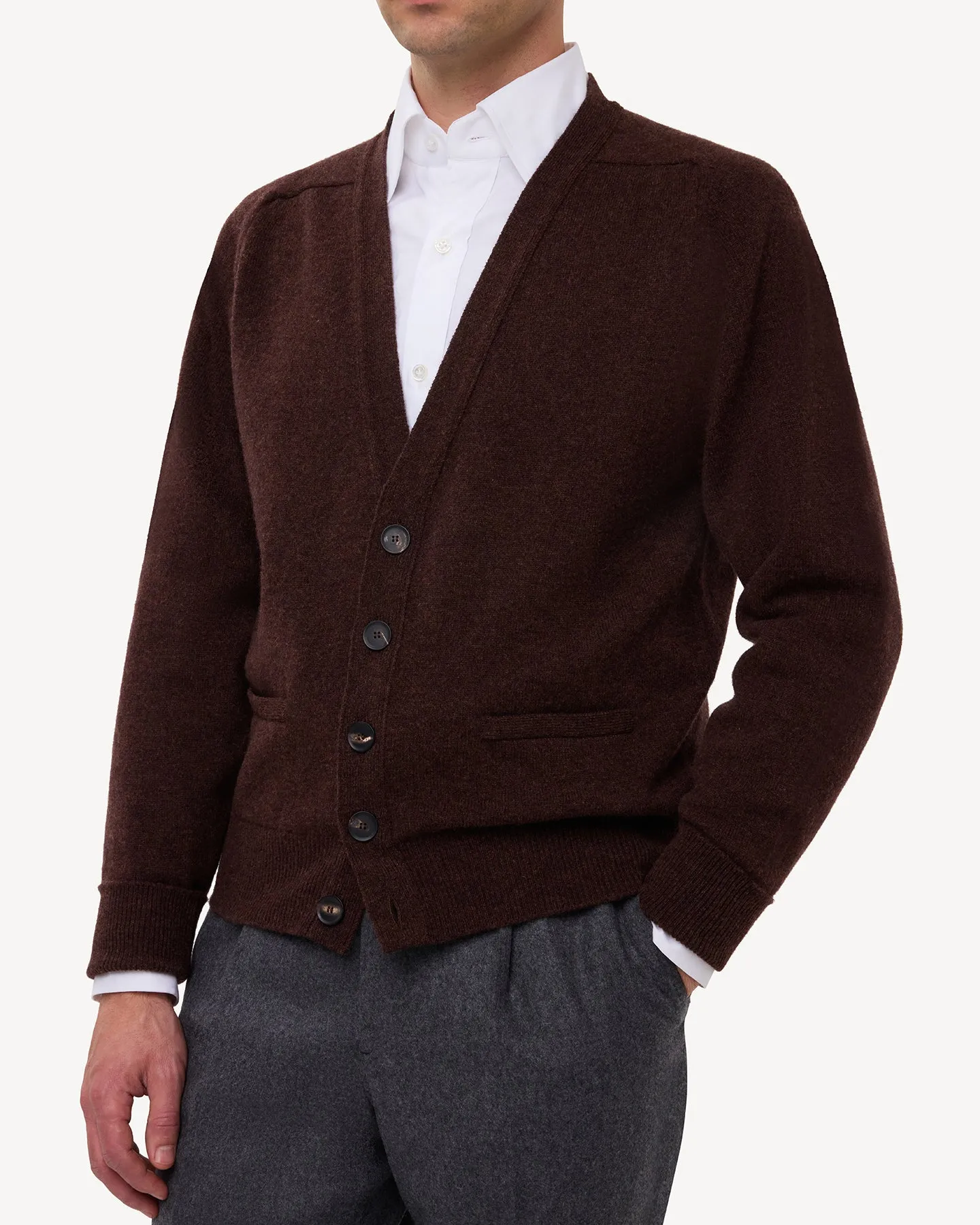 Dark Brown Lambswool Cardigan