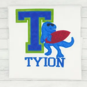 Dinosaur w/ Surf board - Varsity Name Shirt
