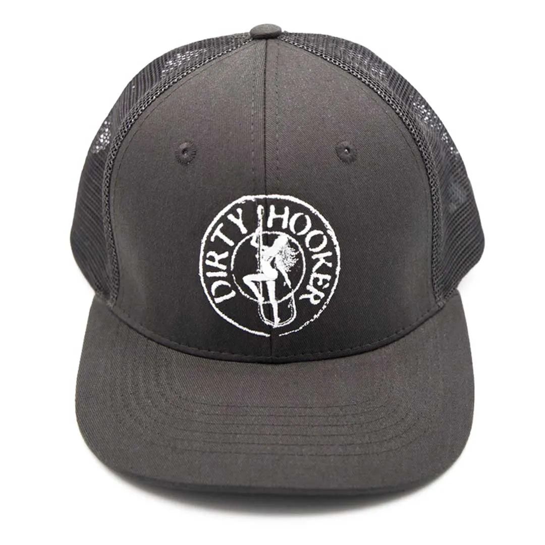 Dirty Hooker COMBO: Dark Grey T-Shirt with DH Classic White & Premium Charcoal Hat