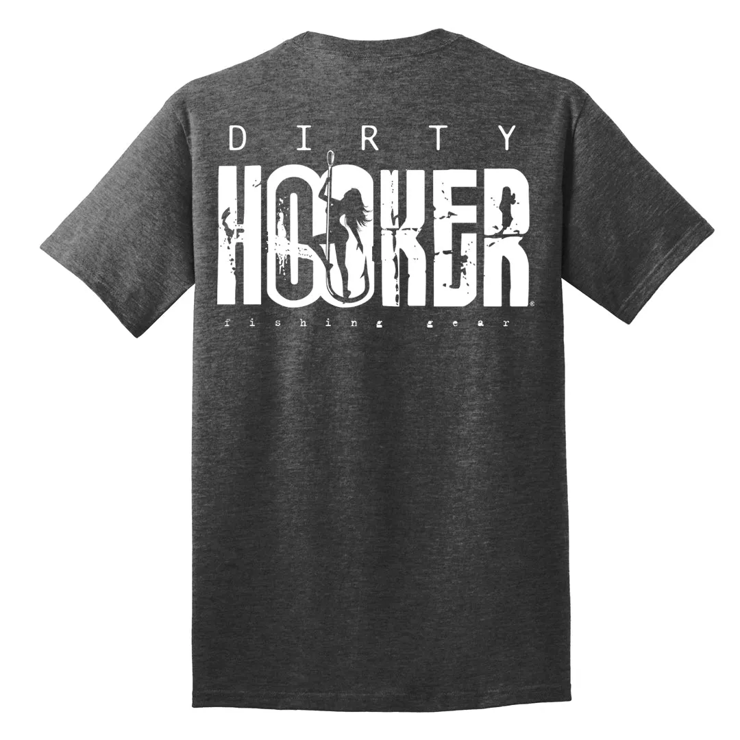 Dirty Hooker COMBO: Dark Grey T-Shirt with DH Classic White & Premium Charcoal Hat