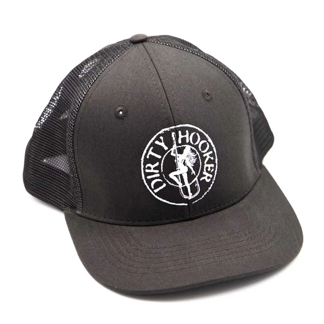 Dirty Hooker COMBO: Dark Grey T-Shirt with DH Classic White & Premium Charcoal Hat