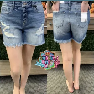 Distressed Denim Cutoff Shorts