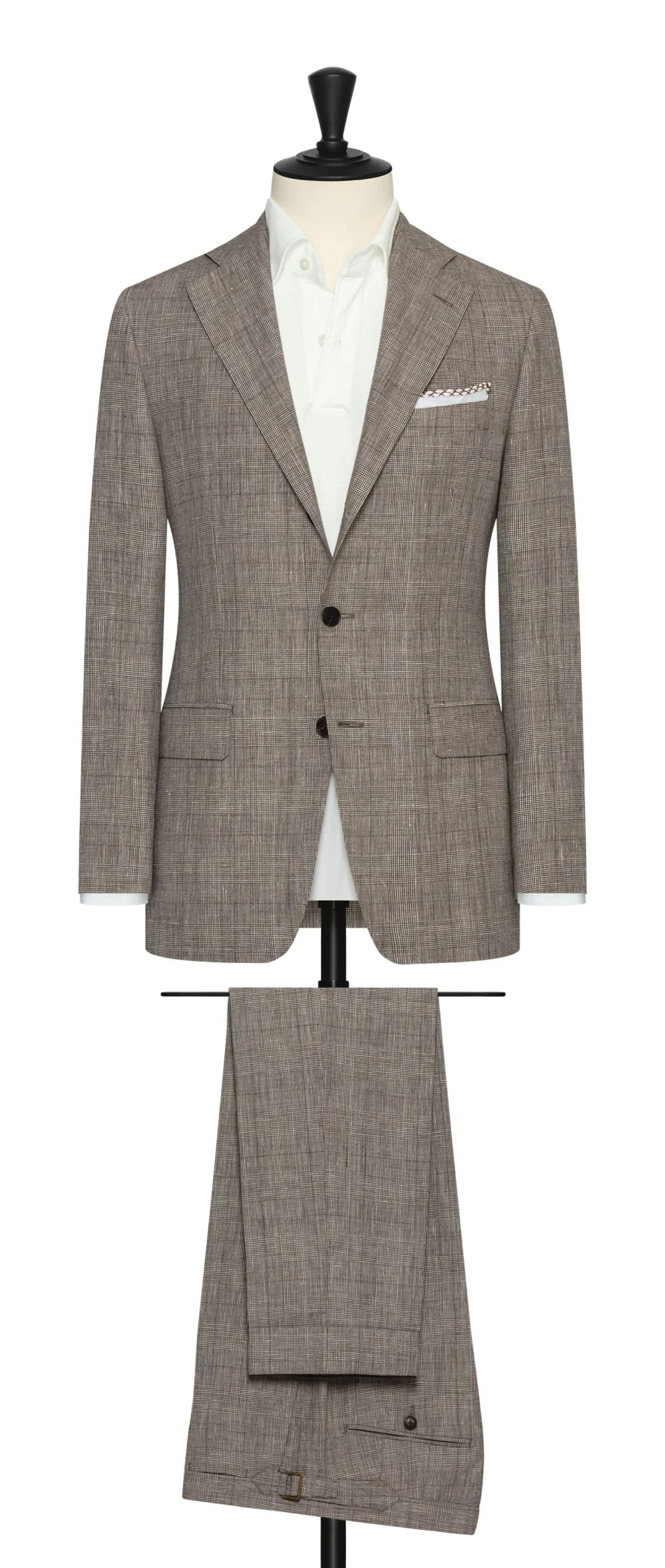 Drago Mixed Light Brown Linen & Wool with Off White Glencheck