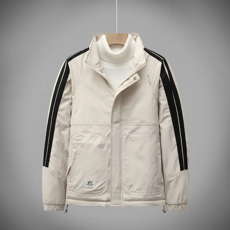 Easy-to-Clean Patchwork Raincoat for Men with Windproof Features