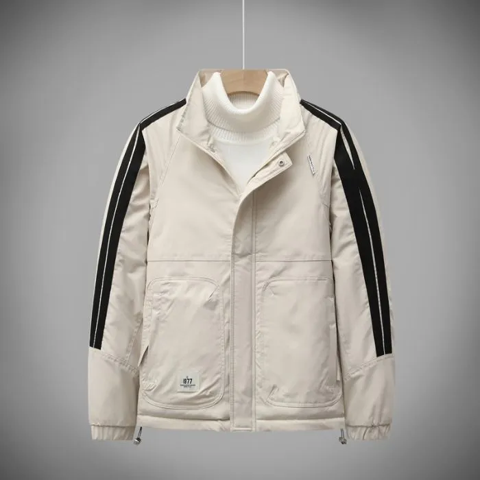 Easy-to-Clean Patchwork Raincoat for Men with Windproof Features