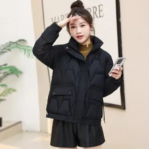 Easy-to-Clean Quilted Women's Puffer Jacket with a Stand Collar