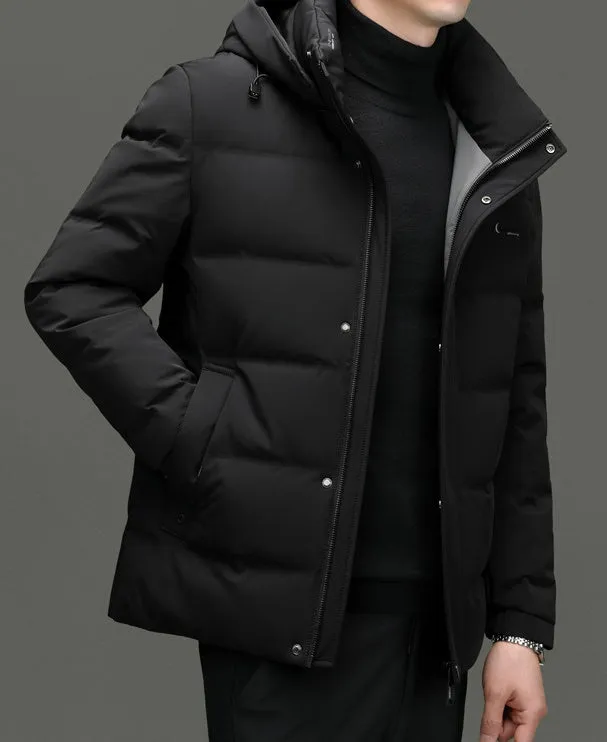 Easy-to-clean Windproof Puffer Jacket for Men with Stain-resistant Features