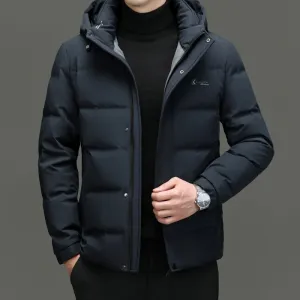 Easy-to-clean Windproof Puffer Jacket for Men with Stain-resistant Features
