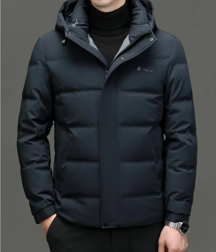 Easy-to-clean Windproof Puffer Jacket for Men with Stain-resistant Features