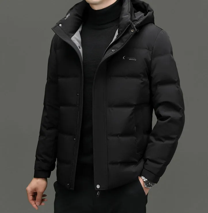 Easy-to-clean Windproof Puffer Jacket for Men with Stain-resistant Features