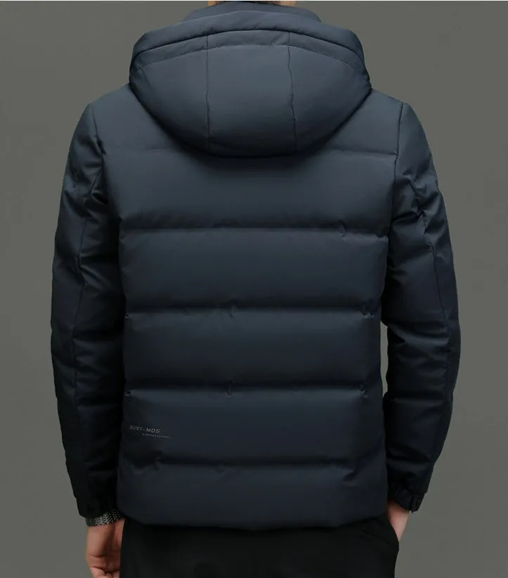 Easy-to-clean Windproof Puffer Jacket for Men with Stain-resistant Features
