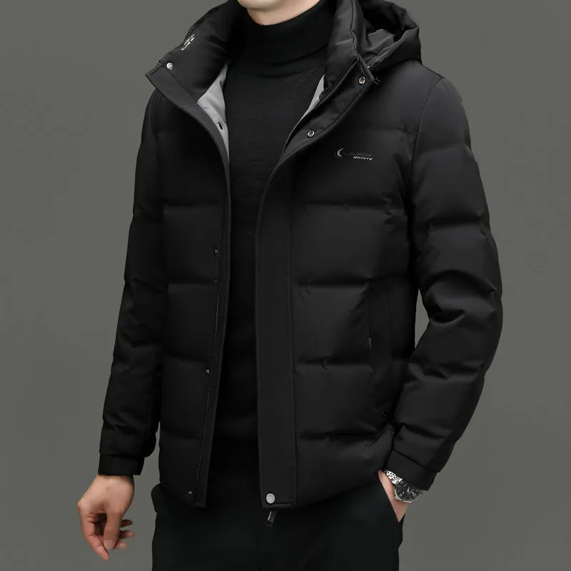 Easy-to-clean Windproof Puffer Jacket for Men with Stain-resistant Features