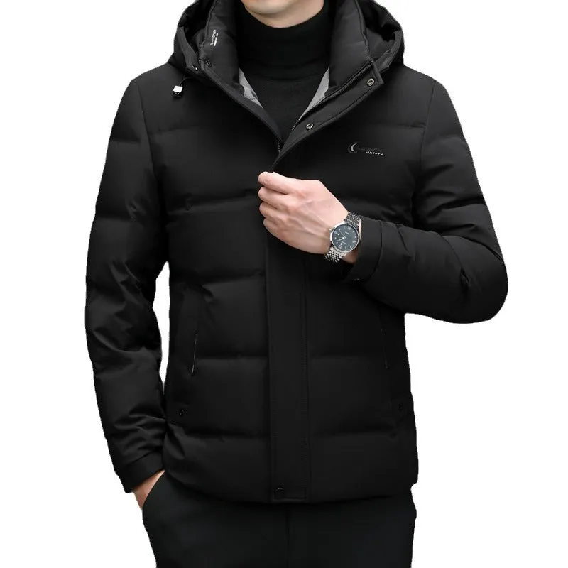 Easy-to-clean Windproof Puffer Jacket for Men with Stain-resistant Features