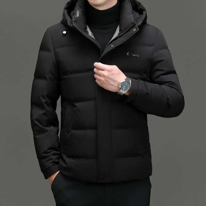 Easy-to-clean Windproof Puffer Jacket for Men with Stain-resistant Features