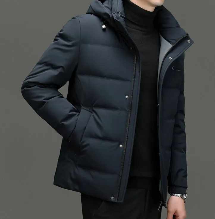 Easy-to-clean Windproof Puffer Jacket for Men with Stain-resistant Features