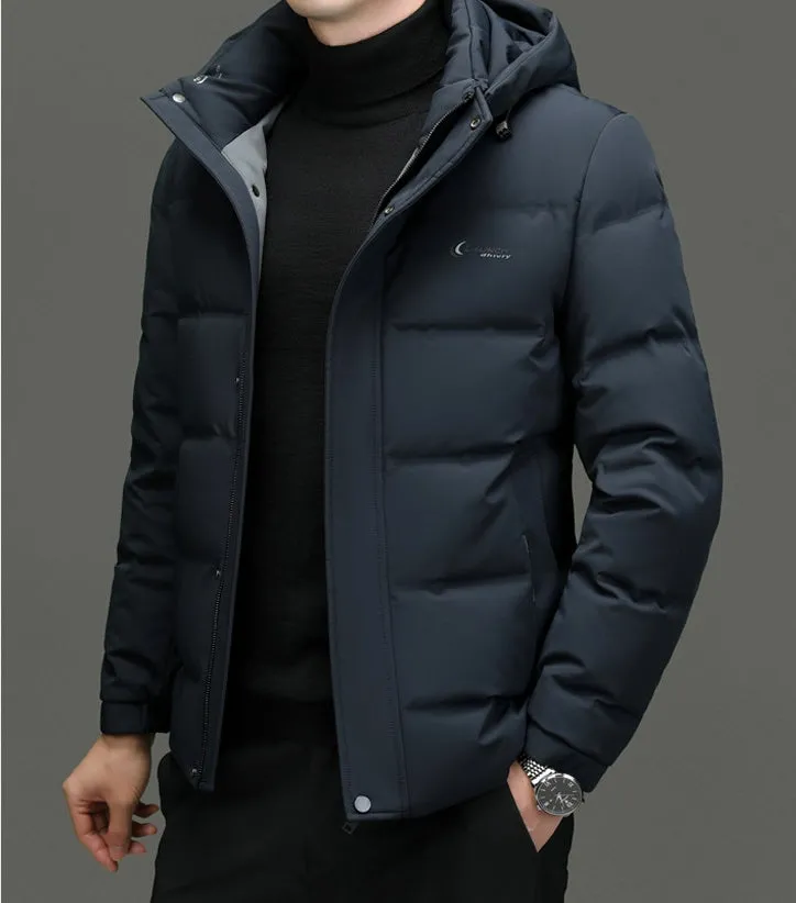 Easy-to-clean Windproof Puffer Jacket for Men with Stain-resistant Features