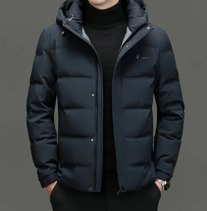 Easy-to-clean Windproof Puffer Jacket for Men with Stain-resistant Features